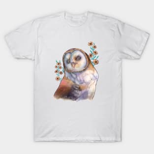 Floral Owl Design T-Shirt